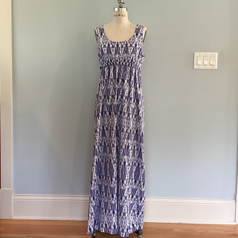 Daisy Fuentes Blue, White and Black Sleeveless Tank Maxi Size Large NWT